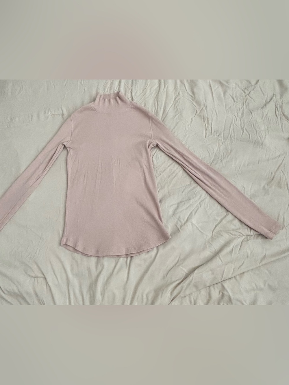 Wayf Light Pink Mock Neck Long Sleeve Top